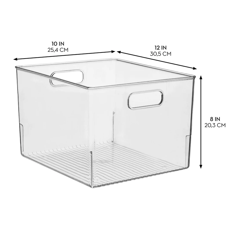 mDesign Plastic Storage Bin with Handles - Set of 8 - Clear - Made in Usa