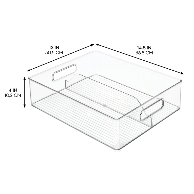 mDesign Divided Storage Bin for Fridge or Pantry, Set of 6, Clear, Made in Usa