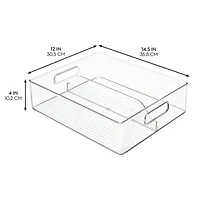 mDesign Divided Storage Bin for Fridge or Pantry, Set of 6, Clear, Made in Usa