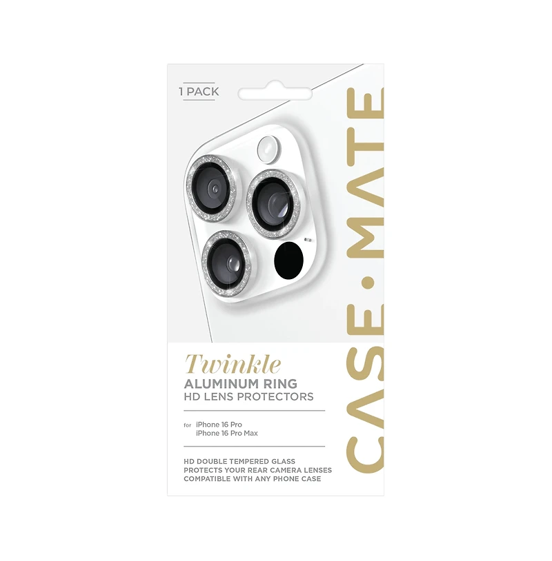 Case-Mate Aluminum Ring Camera Lens Glass Protector for Apple iPhone 16 Pro / Max