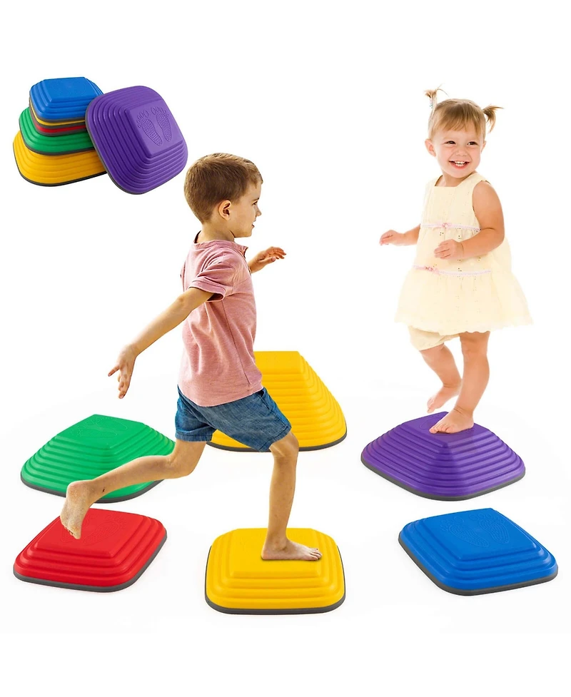 6 Pcs Kids Stepping Stone Square Balance Blocks for Indoor/Outdoor Exercise