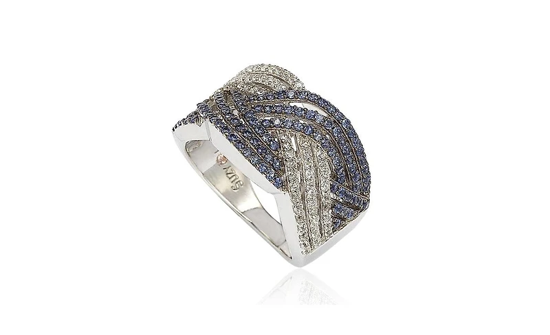 Suzy Levian New York Suzy Levian Sterling Silver Sapphire Crossover Ring