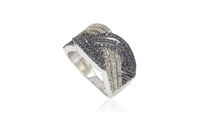 Suzy Levian New York Suzy Levian Sterling Silver Sapphire Crossover Ring
