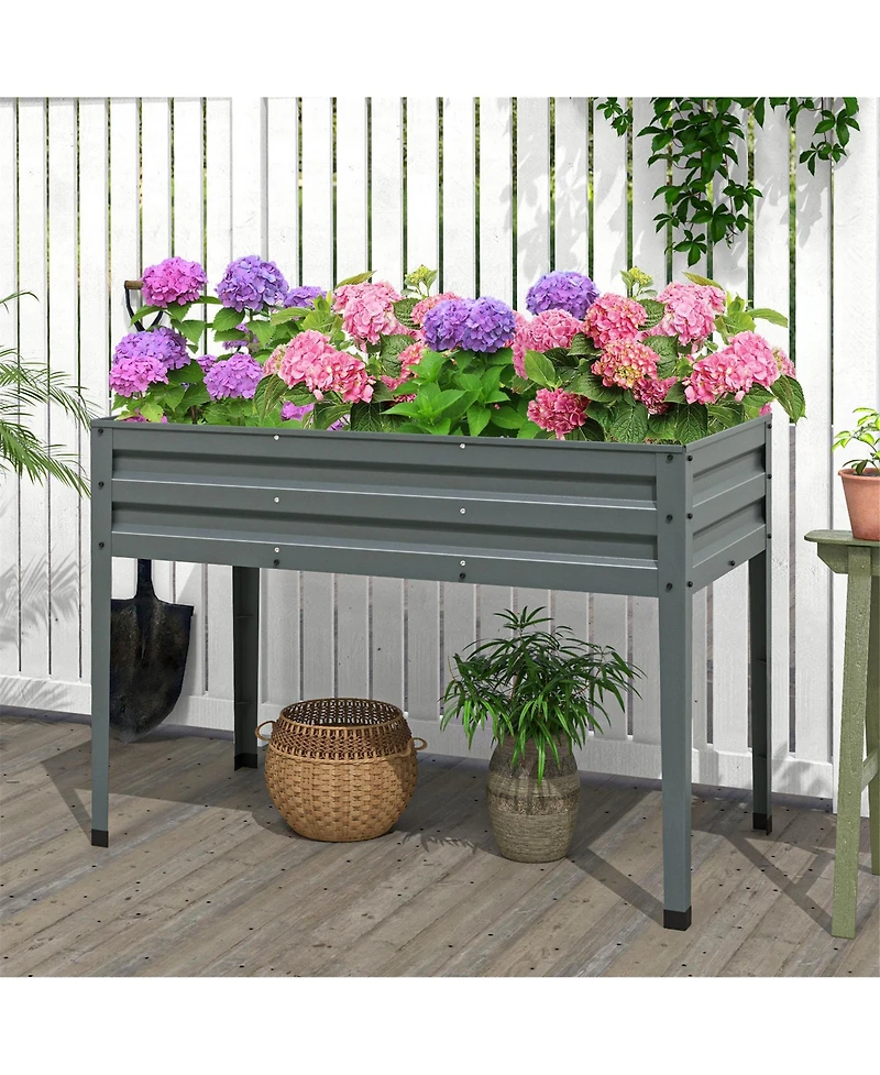 Gymax 46'' x 24'' x 32'' Galvanized Raised Garden Bed w/ Legs Drainage Holes for Flowers