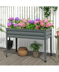 Gymax 46'' x 24'' x 32'' Galvanized Raised Garden Bed w/ Legs Drainage Holes for Flowers