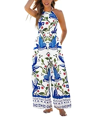 Cupshe Women's Boho Printed Halter Wide-Leg Jumpsuit
