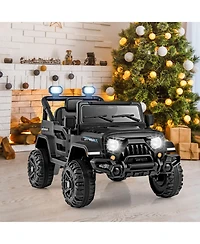 Akiudex 12V Kids Ride-On Truck Car with Remote Control, Threaded Wheels, and 3 Speeds - Black