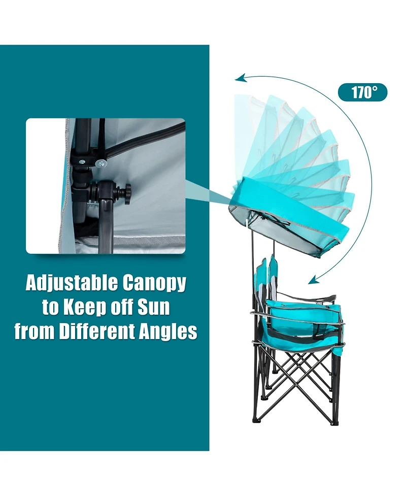 Portable Folding Camping Canopy Chair with Cup Holder