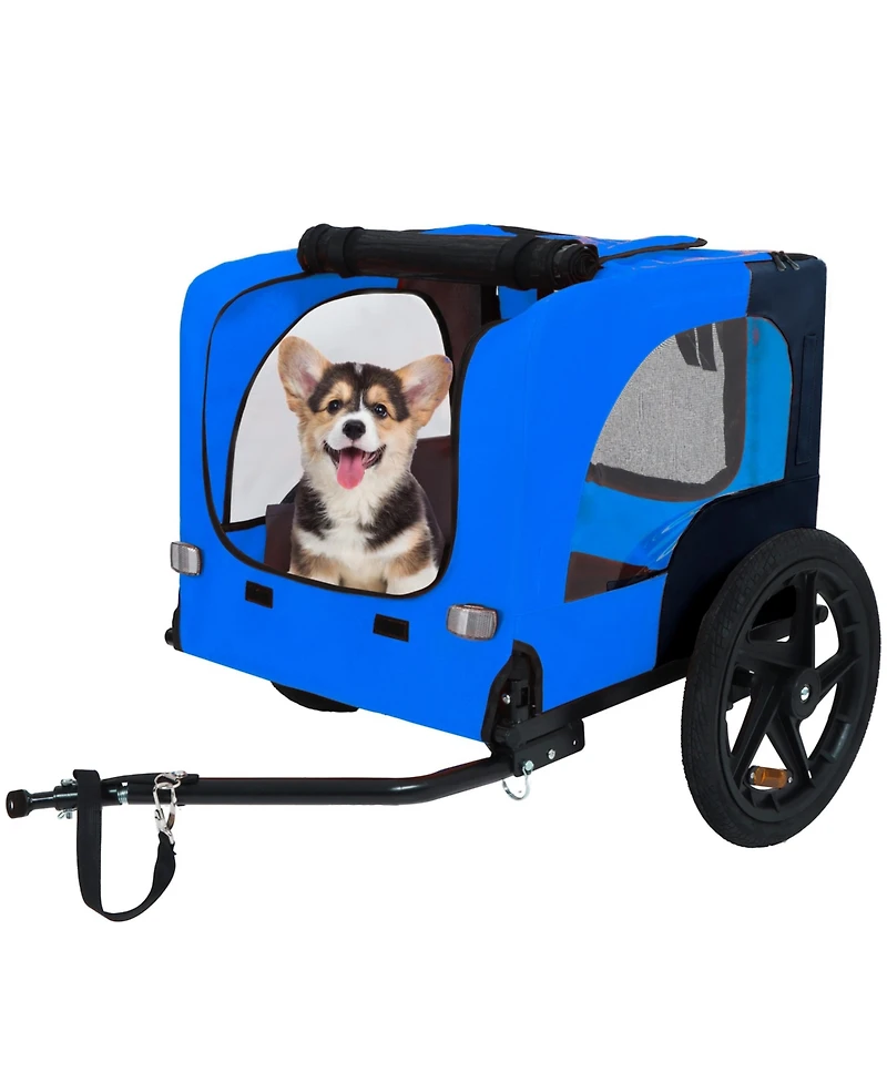 Aostirmotor Pet Bike Trailer,Suitable for Small & Medium Pets Easy Folding Cart Frame Quick Release Wheel Blue