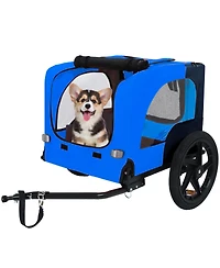 Aostirmotor Pet Bike Trailer,Suitable for Small & Medium Pets Easy Folding Cart Frame Quick Release Wheel Blue