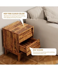 Casainc Storage Cabinet with Bevel Design End Tabloe Set of 2