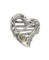 Suzy Levian New York Suzy Levian Sterling Silver Sapphire & Created White Sapphire Wrapped Heart Brooch