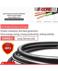 5Core Ac Power Cord 10Ft 2 Prong Us Male to Female Extension Adapter 16AWG/2C 125V 13A