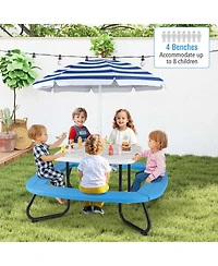 Kids Picnic Table Outdoor Activity Table with Adjustable & Collapsible Umbrella