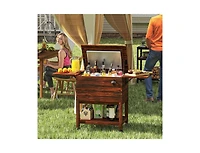 Akiudex Wooden Patio Cooler Ice Chest with 54QT Capacity and Wheels