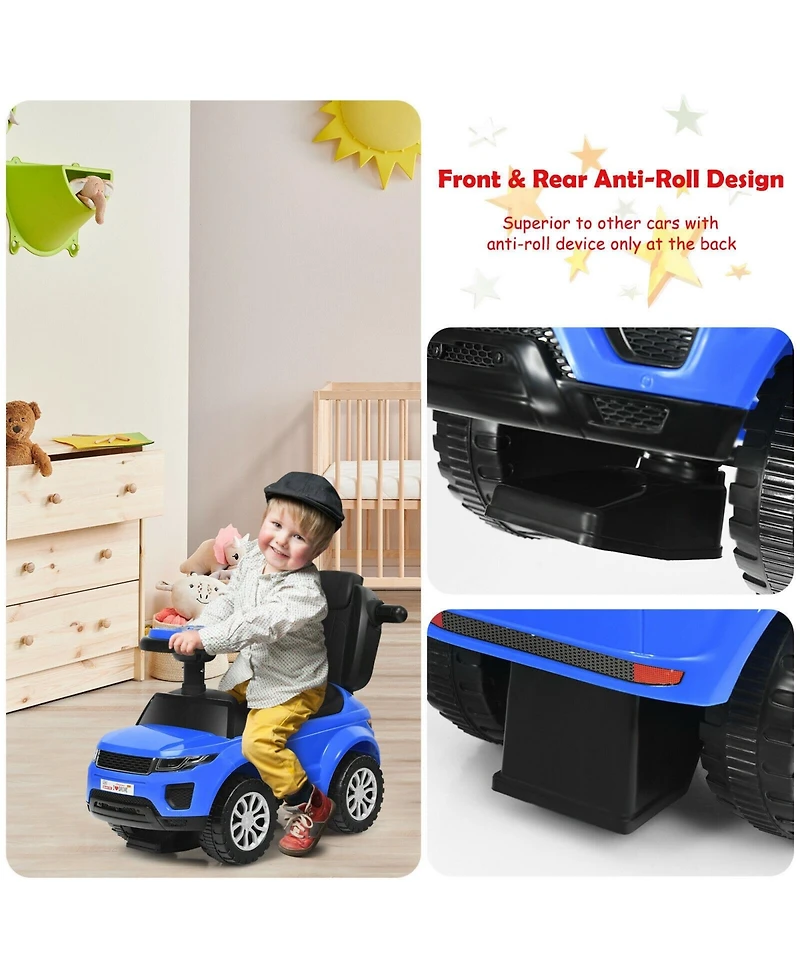 Akiudex 3 in 1 Toddler Ride On Push Car with Handle Guardrail and Storage