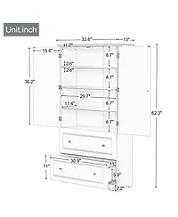 Casainc Wide Bathroom Storage Cabinet, Freestanding Unit with Two Drawers and Adjustable Shelf