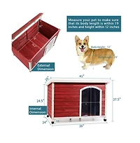 Aostirmotor Medium Wooden Outdoor Dog House with Adjustable Plastic Feet and Elevated Floor