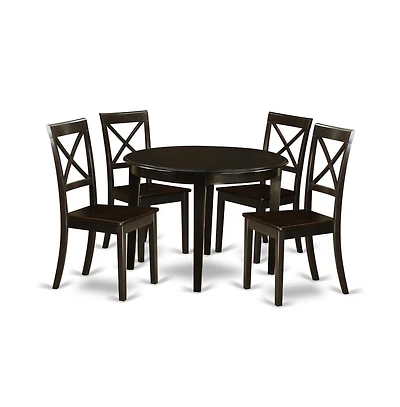 East West Furniture 5 Pc small Kitchen Table set-round Table and 4 Kitchen Chairs