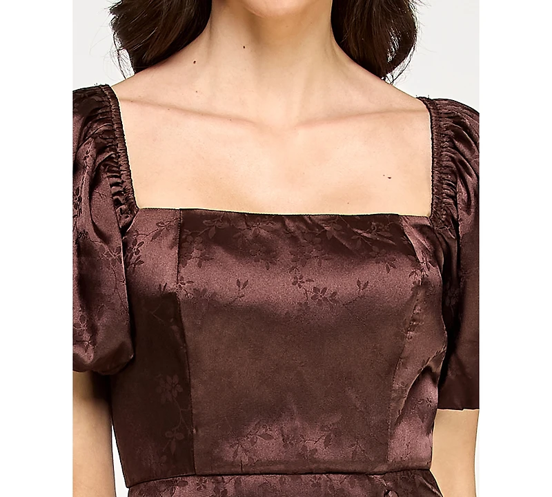 Trixxi Juniors' Puff Sleeve Button Down Midi Dress