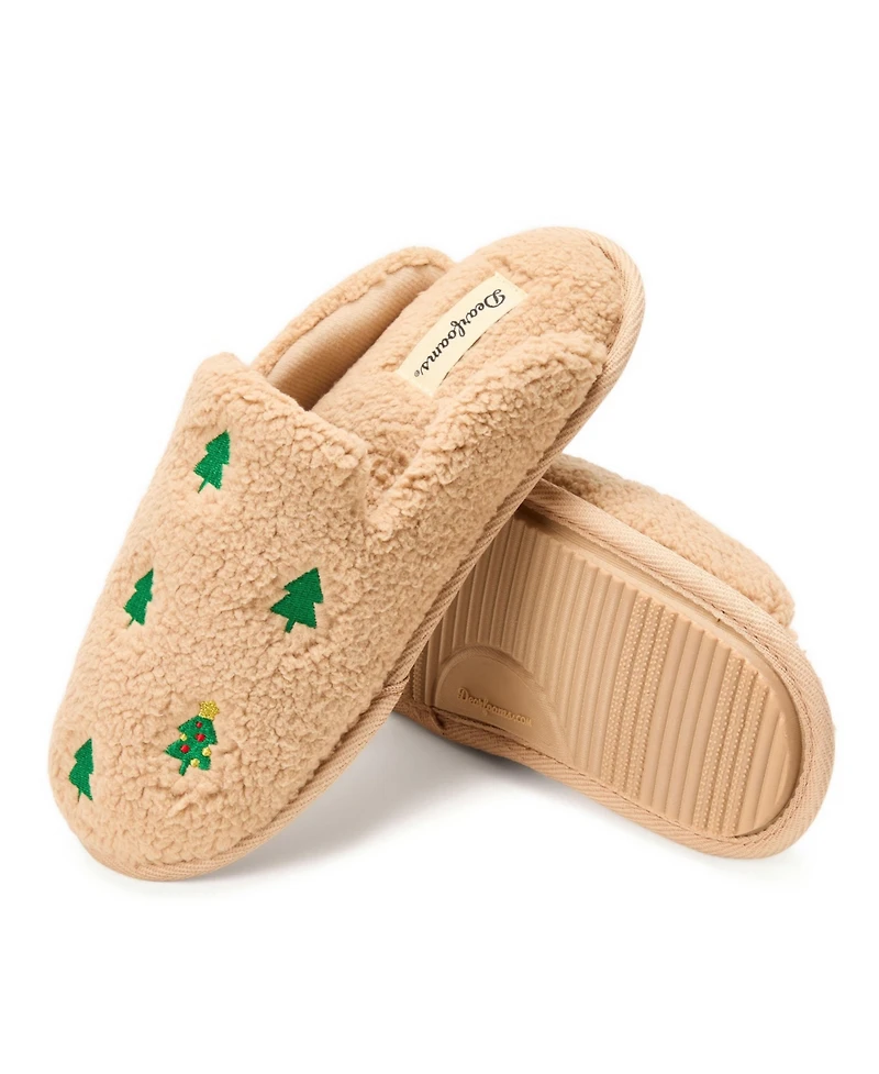 Dearfoams Women's Christmas Tree Teddy Scuff Slipper