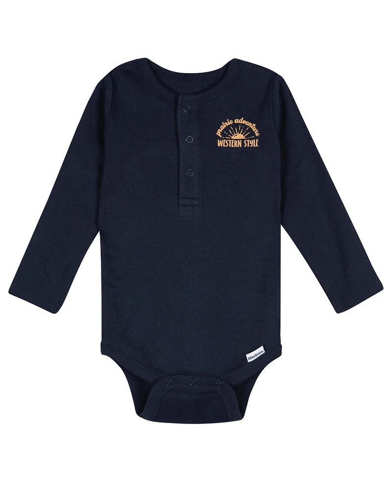 Gerber Baby Boys' 5-Pack Long Sleeve Bodysuits, Grey Heather, 12 Months