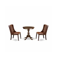 East West Furniture 3-Pc Dining Room Table Set - 2 Kitchen Chairs and 1 Kitchen Table (Mahogany Finish)