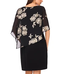 Msk Petite Cape Round Neck Midi Dress