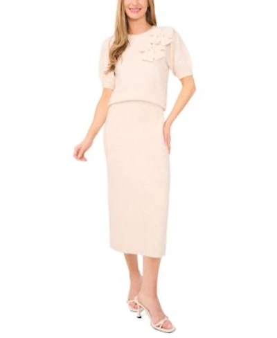 Cece Womens Short Sleeve Sweater Midi Skirt
