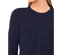 CeCe Women's Button Front Long Sleeve Cardigan Sweater