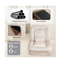 Aostirmotor Beige Upholstered Human Dog Bed with 5 Adjustable Position and Massage Pillow for Adult and Pets