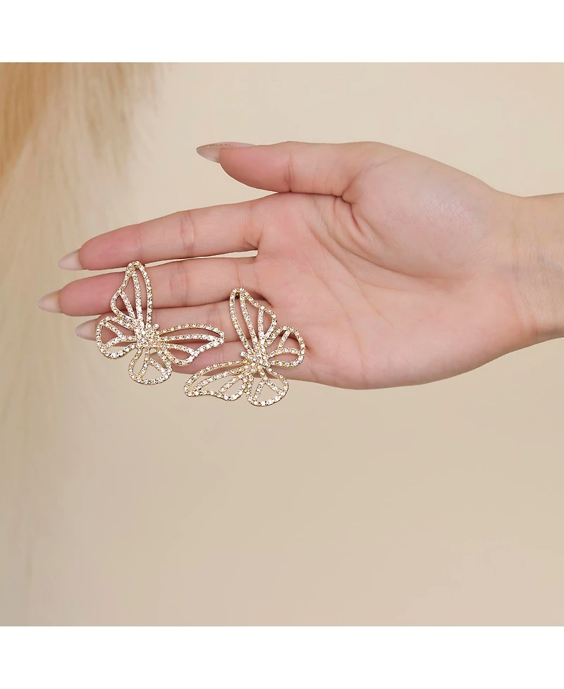 Jessica Simpson Textured Butterfly Stud Earrings in Gold-Tone