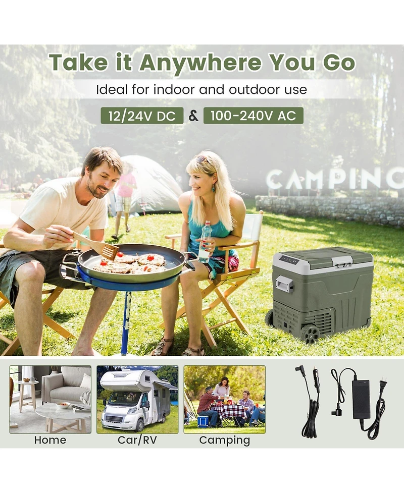 Akiudex Portable Car Refrigerator Freezer with Wheels and Dual Power 35L/50L