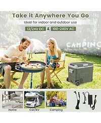 Akiudex Portable Car Refrigerator Freezer with Wheels and Dual Power 35L/50L