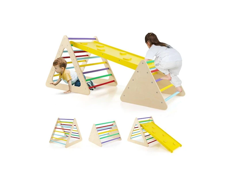 Akiudex Wooden Climbing Triangle Set with Ramp and Balance Board
