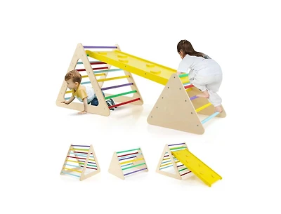 Akiudex Wooden Climbing Triangle Set with Ramp and Balance Board