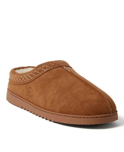 Dearfoams Dean Genuine Suede Clog Slipper with Embroidery