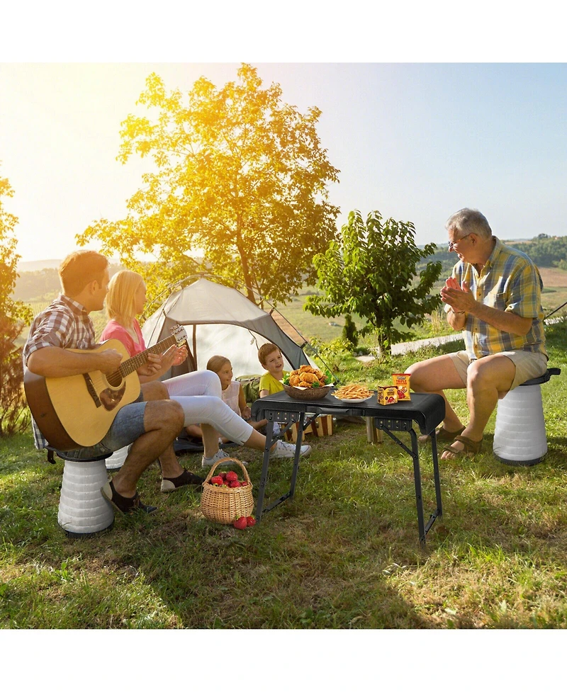 Akiudex 3-Piece Folding Camping Table and Led Stool Set