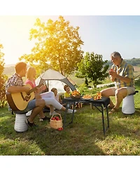 Akiudex 3-Piece Folding Camping Table and Led Stool Set