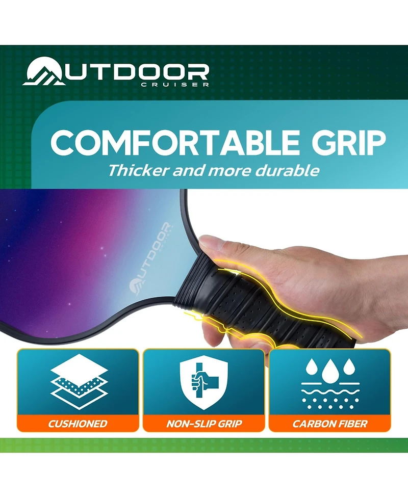 Outdoor Cruiser Pickleball Paddle Set – Usapa Approved, Premium Fiberglass Paddles with Lightweight Shock-Absorbing Grip, Includes 2 Rackets, 4
