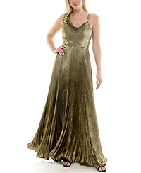 Taylor Women's Cowl Neck Sunburst Pleating Dress