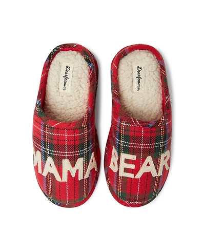 Dearfoams Women's Plaid Mama Bear Mom Clog House Slipper