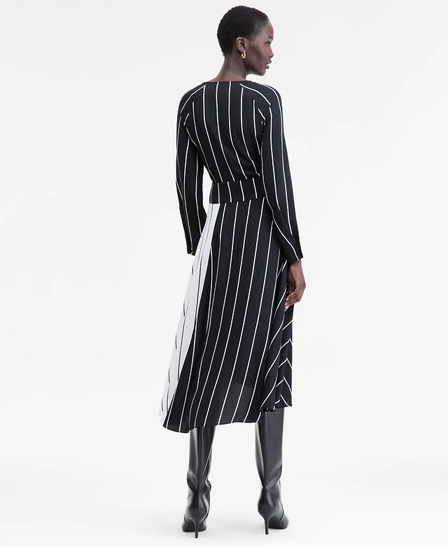 I.n.c. International Concepts Women's Multi-Stripe Surplice-Neck Midi Dress,  Macy's Exclusive | MainPlace Mall