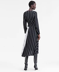I.n.c. International Concepts Women's Multi-Stripe Surplice-Neck Midi Dress, Macy's Exclusive