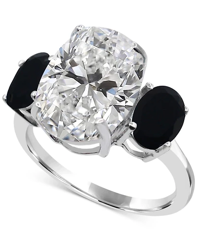 White Quartz 4-3/4 ct. t.w. and Black Onyx 2-7 x 5mm Oval Statement Ring in Sterling Silver