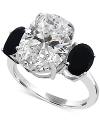 White Quartz 4-3/4 ct. t.w. and Black Onyx 2-7 x 5mm Oval Statement Ring in Sterling Silver