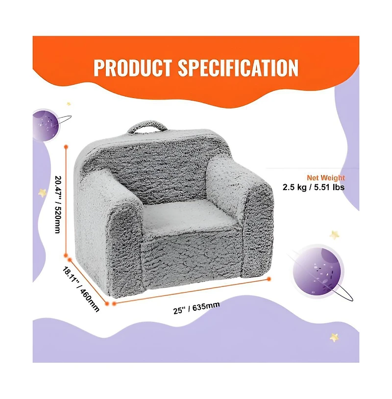 Slickblue Comfy Kids Chair, High-Density Foam Toddler Sofa for Reading or Lounging