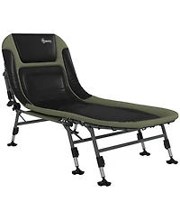 Camping Cot for Adults, Folding Bed with Soft Padded Cushions & Headrest, 180° Adjustable Reclining Lounger