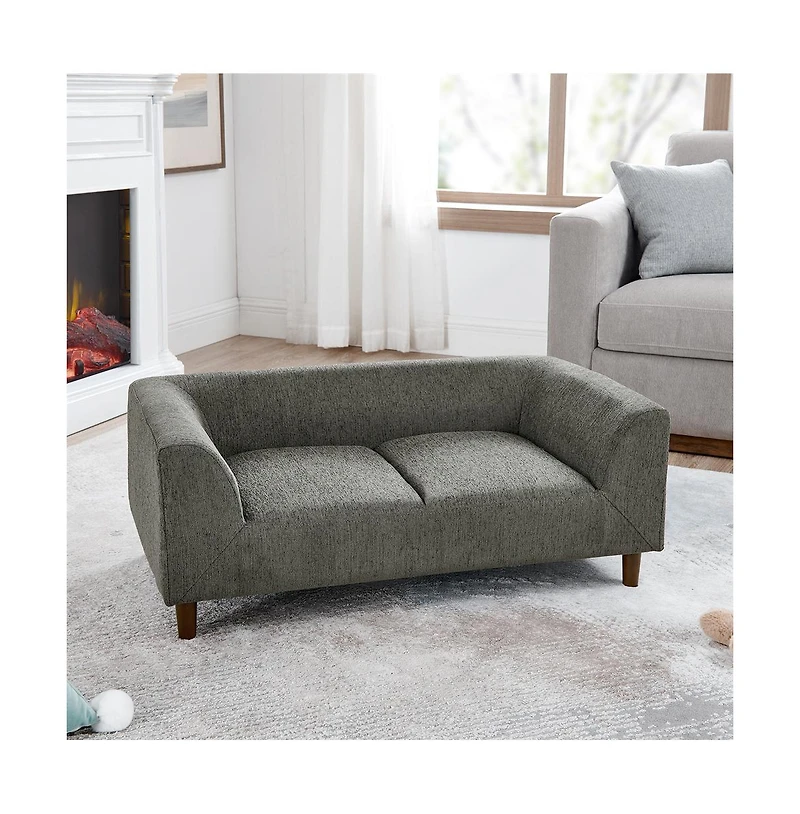 Aostirmotor Dark Gray Pet Sofa with Backrest and Armrests Suitable for Small and Medium dogs