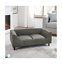 Aostirmotor Dark Gray Pet Sofa with Backrest and Armrests Suitable for Small and Medium dogs